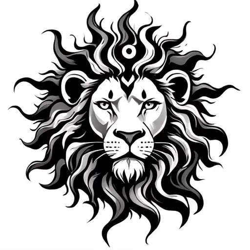 SUN AND LION AND OM tattoo design idea