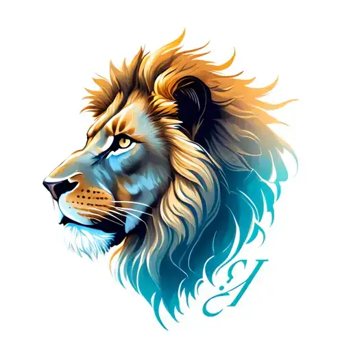 lion head with initials cj hidden the design realism tattoo design idea