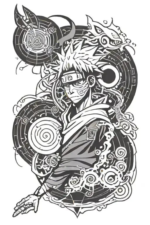 Create a teenage obito uchiha shoulder tattoo including the infinite tsukoyomi tattoo design idea