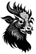 rooster and ox oni mask tattoo design idea
