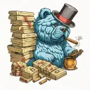 blue chow chow hustler counting stacks while smoking cigar  tattoo design idea