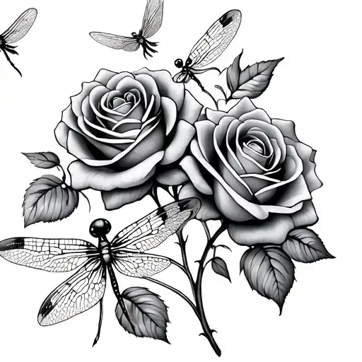 roses dragonfly 3kids 2miscarriages tattoo design idea
