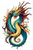 Two dragons intertwine as they soar in perfect synchrony, embodying the essence of Yin and Yang. tattoo design idea