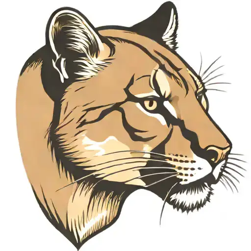 angry mountain lion head tattoo design idea