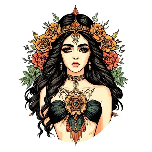 Goddess Nyx tattoo design idea