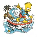 bart simpson on a surfboard tattoo design idea