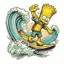 bart simpson on a surfboard tattoo design idea