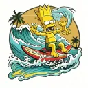 bart simpson on a surfboard tattoo design idea
