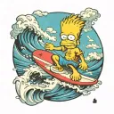 bart simpson on a surfboard tattoo design idea