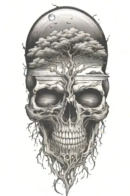 rooted to nature beach sunset tattoo design idea