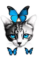 animal face blue butterflies blue eyes tattoo design idea