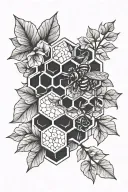 honeycomb and leaves tattoo design idea