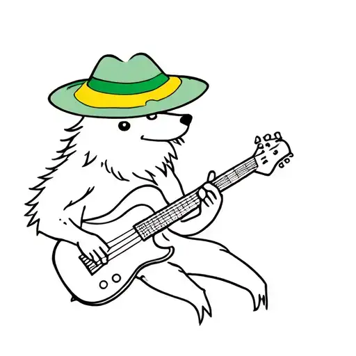 mole animal playing a guitar wearing jamacian hat tattoo design idea