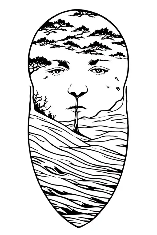nature scene, minimalist, thought provoking, overcoming depression tattoo design idea