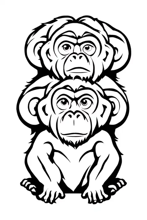 three wise monkeys tattoo design idea