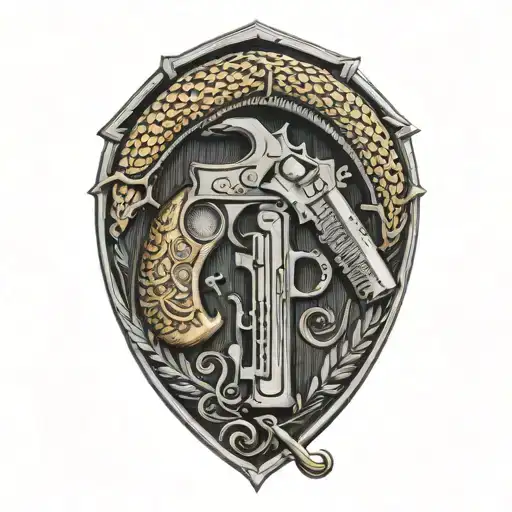 gadsden flag pistols crossing tattoo design idea