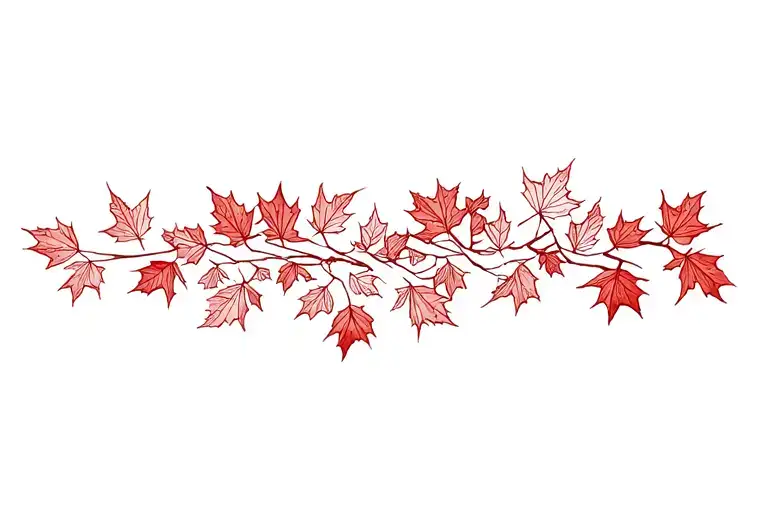 autumn falling leaves red maple tattoo design idea