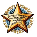Star with words :service, teamwork, accountability, respect  tattoo design idea