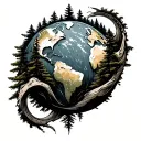 the earth with a forest ring around tattoo design idea