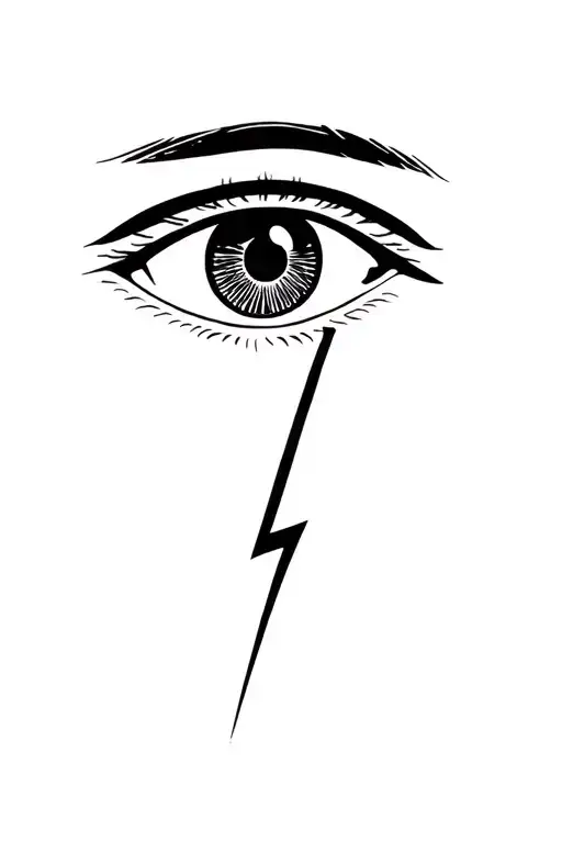 eye with lightning striking tattoo design idea