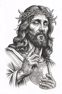 jesus praying tattoo design idea