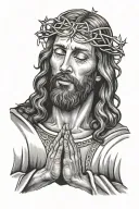 jesus praying tattoo design idea