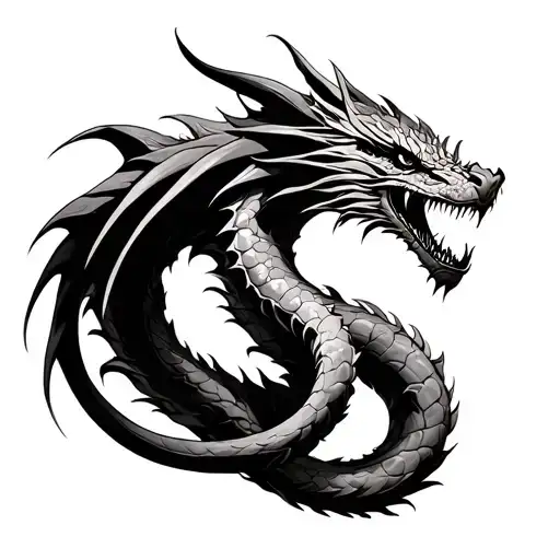 ouroboros dragon biting its tail wrapped tattoo design idea
