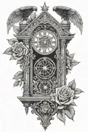 cuckoo clock gothic cathedral rose window tattoo design idea