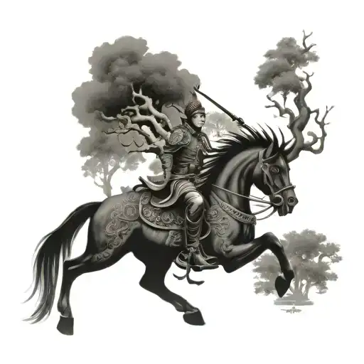 chinese dragoon around huge banyan tree tattoo design idea