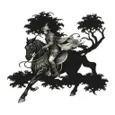 chinese dragoon around huge banyan tree tattoo design idea