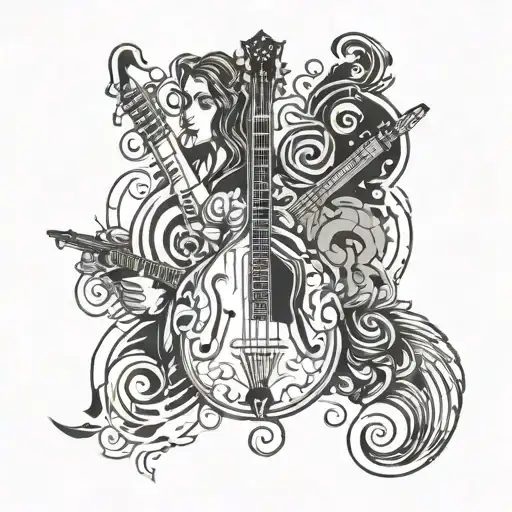 Create a tattoo design that represents each of your four children through symbols of history and music tattoo design idea