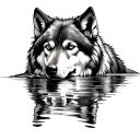 reflected wolf tattoo design idea