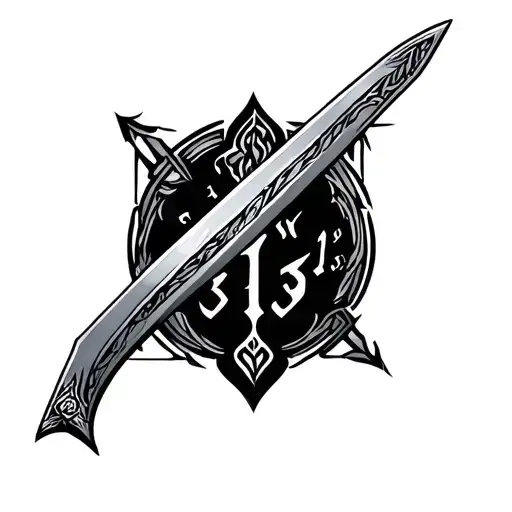 Imam Ali Sword with 313 tattoo design idea