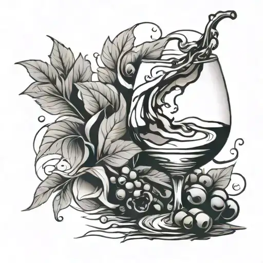 broken wine glass tattoo design idea