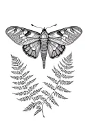 fern  and moth sleeve tattoo design idea