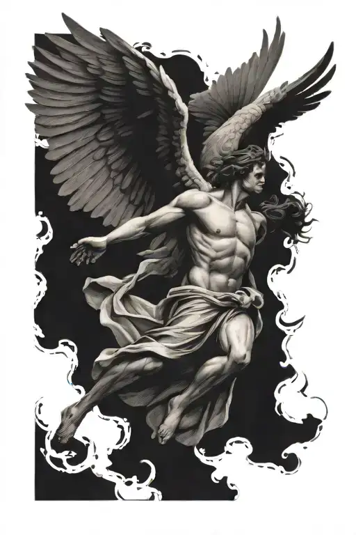 angel falling Icarus tattoo design idea