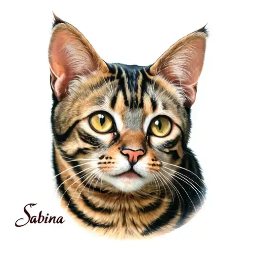 "Sabina" bengal playful cat tattoo design idea