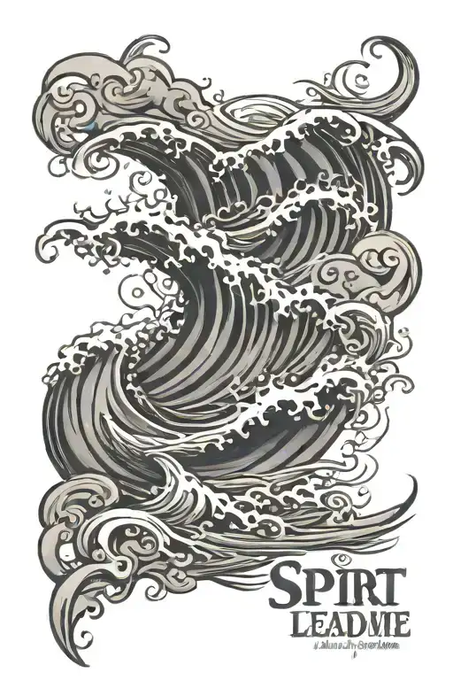 Spirit lead me where my trust is without borders ocean waves tattoo design idea