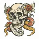 snake in skull tattoo design idea