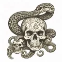 snake in skull tattoo design idea