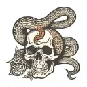 snake in skull tattoo design idea