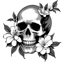 cherry blossom with skull  tattoo design idea