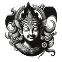 crying vishnu colored tattoo design idea