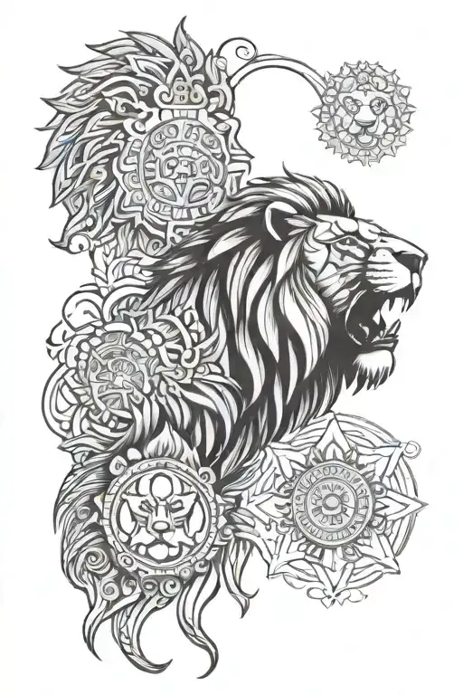 Forearm Tattoo design of Lion and bodybuilder and mandala design and some unique design tattoo design idea