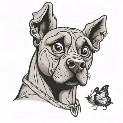 scooby doo, butterfly on nose only tattoo design idea