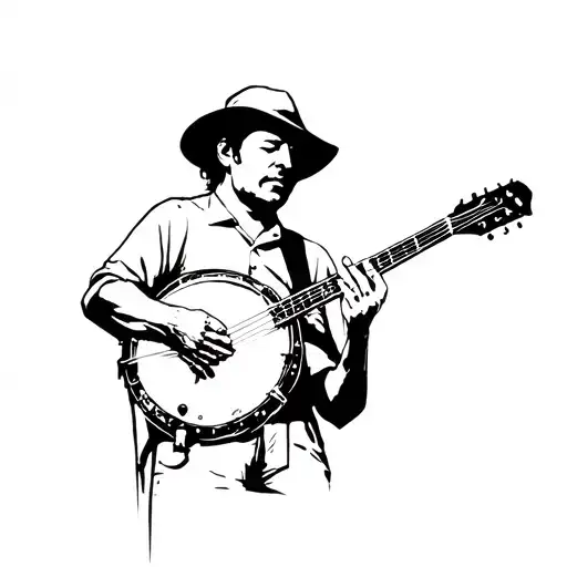 banjo player tattoo design idea
