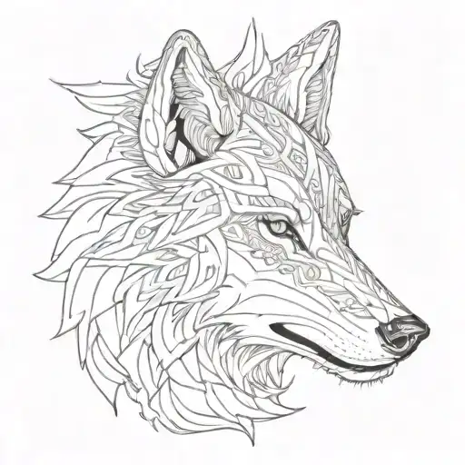 Nordic wolf head tattoo design idea