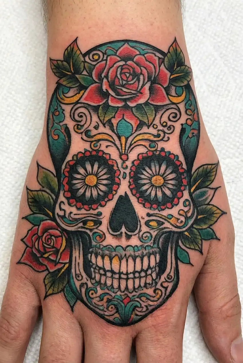 sugar-skull tattoo design idea