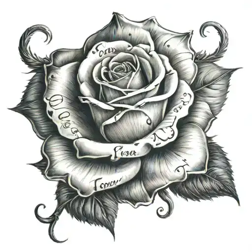 one rose in on top of a fear god wording tattoo design idea
