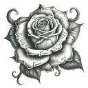 one rose in on top of a fear god wording tattoo design idea